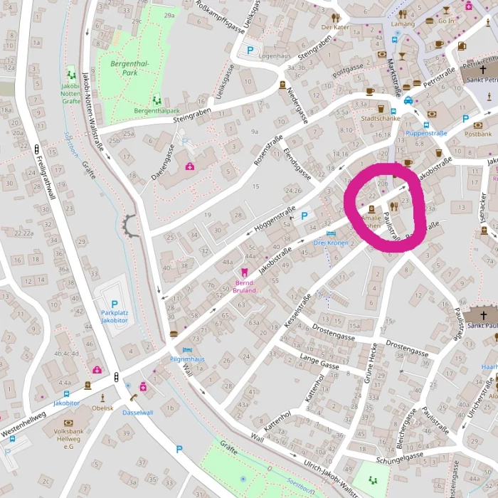 Karte von Soest mit Anfahrtsskizze zum Fotostudio in der Jakobistraße 25