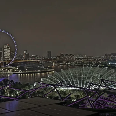 Riesenrad Singapur Flyer bei Nacht